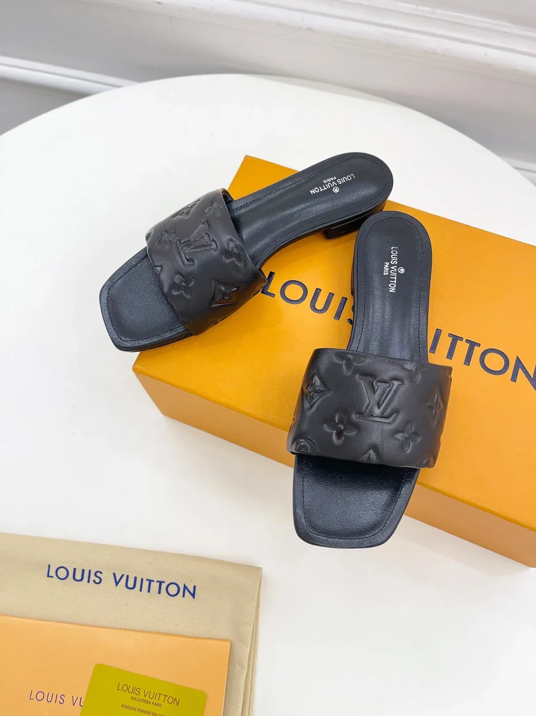 Louis Vuitton Revival Flat Mule Gold LV 1A9QKC Louis Vuitton Revival Flat Mule Gold LV 1A9QKC