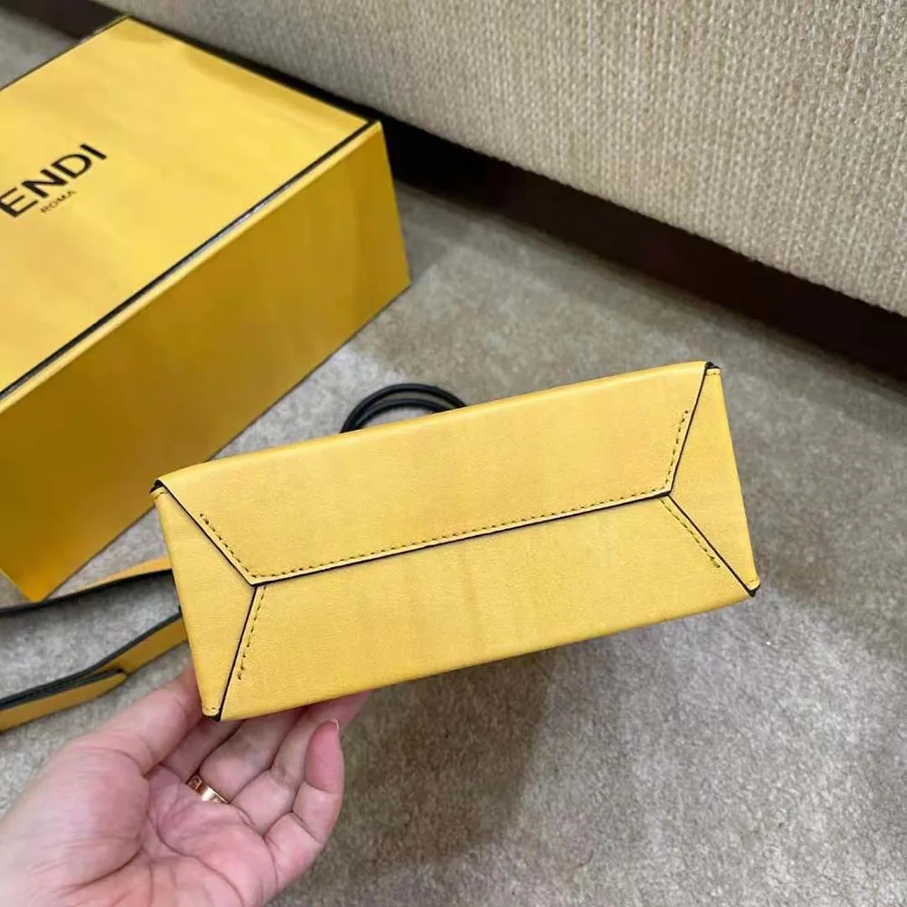 Fendi Fendi Pack Small Shopping Bag Yellow Leather Bag for Men