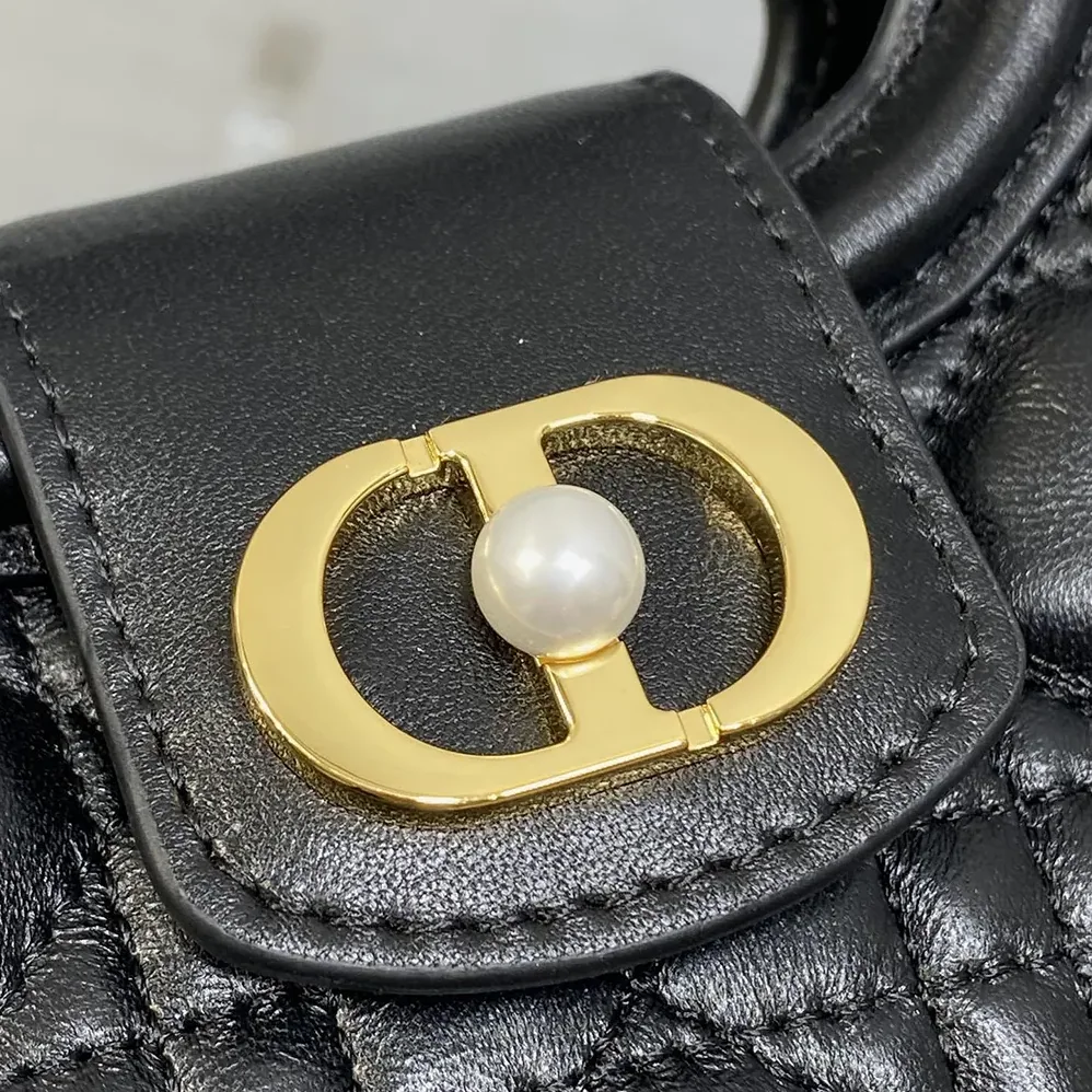 Dior Dior Jolie Top Handle Mini Bag Black Cannage Lambskin for Women