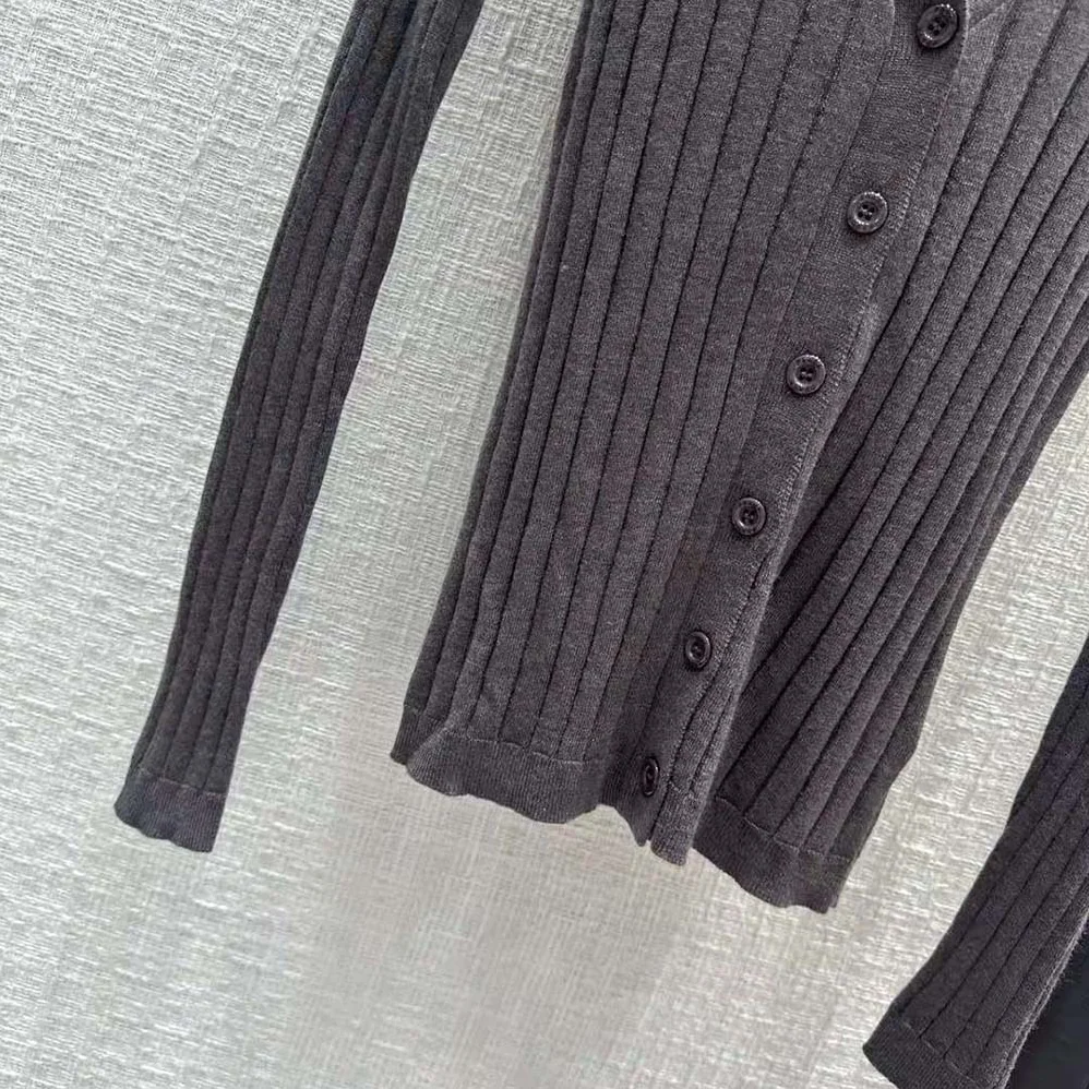 Prada Cashmere and Silk Cardigan with Collar for Women in Gray Prada Cashmere and Silk Cardigan with Collar for Women in Gray
