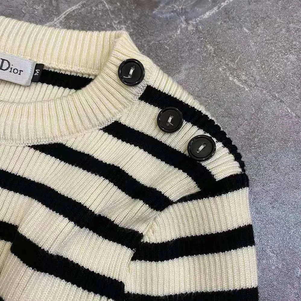 Dior Mariniere Sweater with Removable Collar for Women