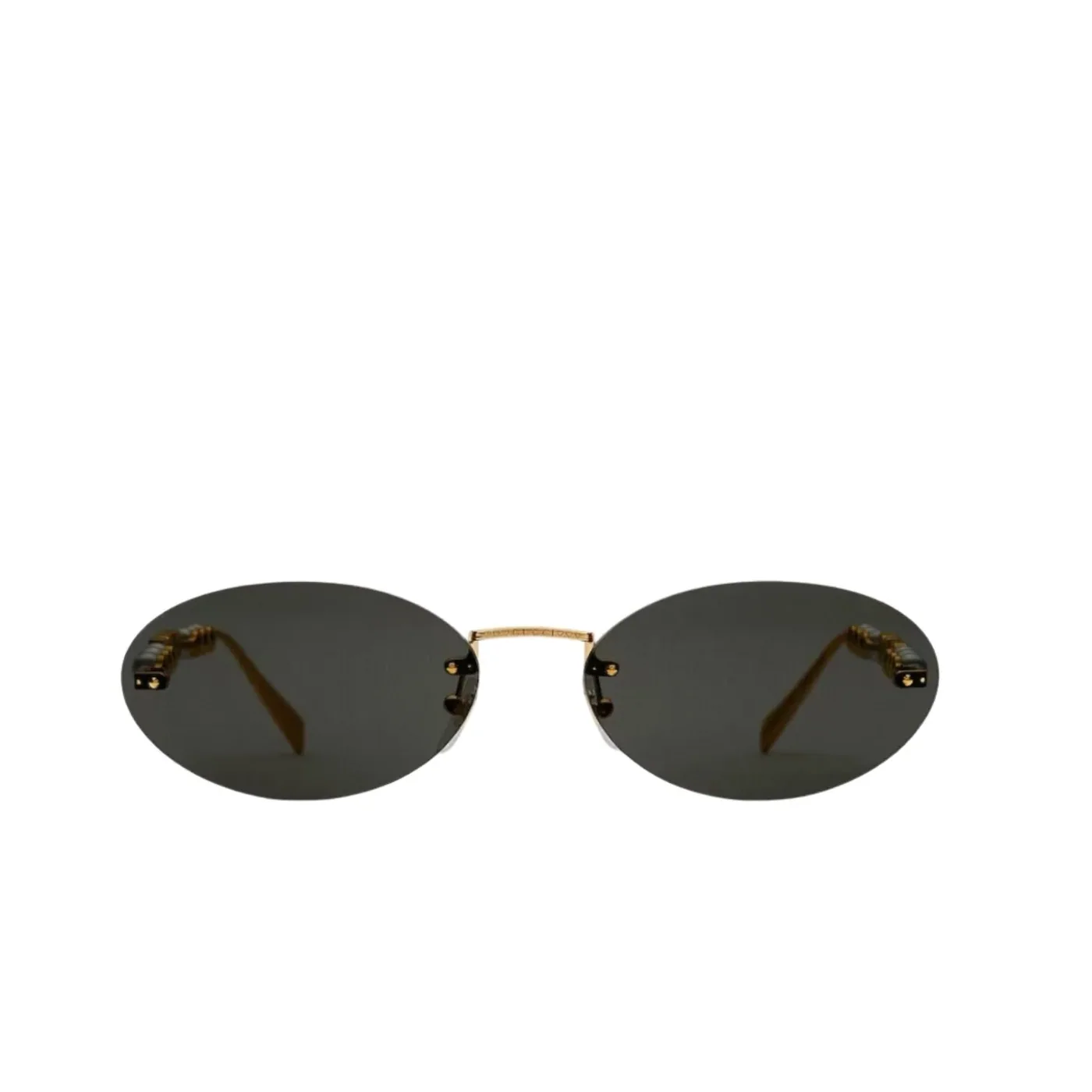 Gucci Oval Frame Sunglasses Black With Gold Toned Metal