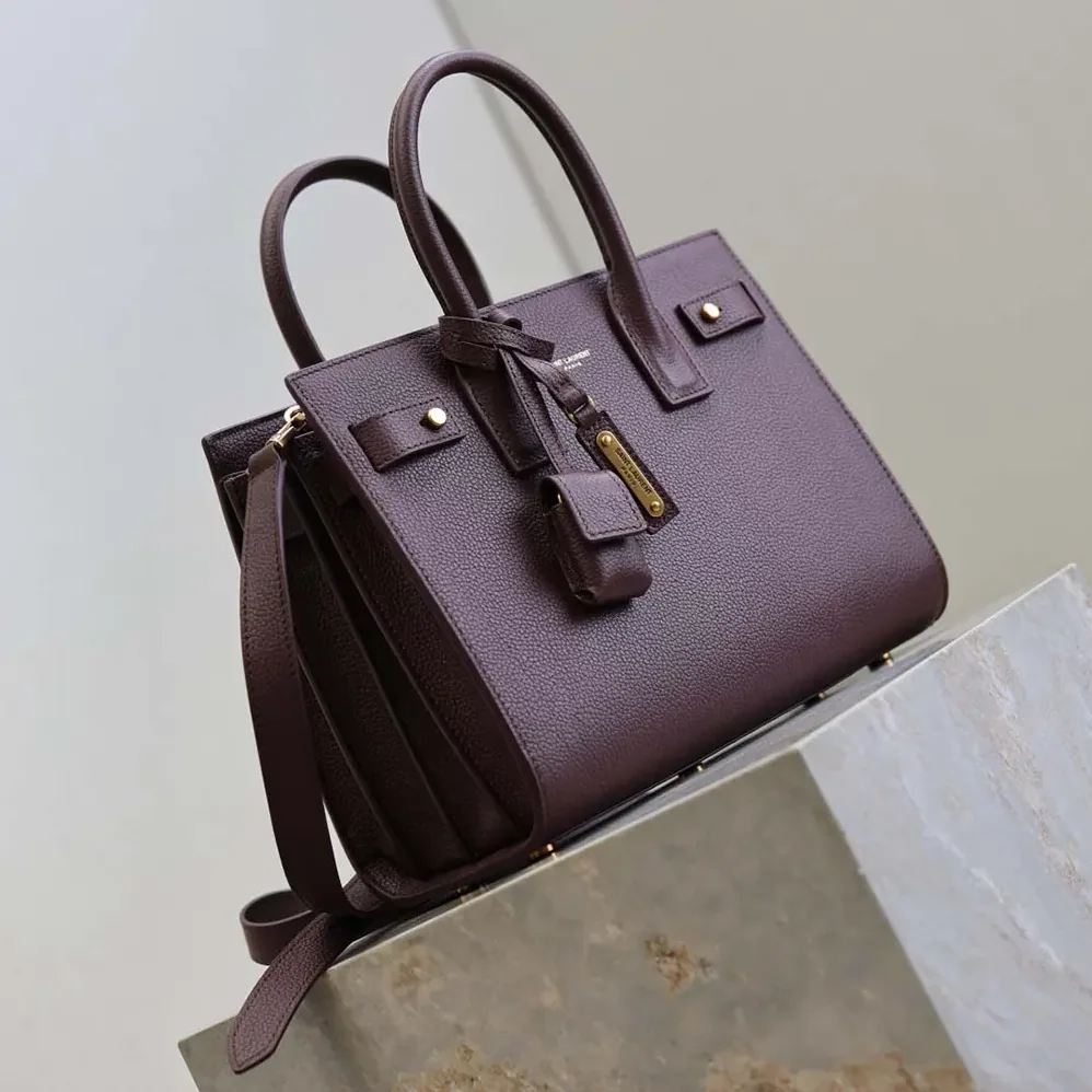 Saint Laurent YSL Nano Sac De Jour In Supple Grained Leather for Women in Maroon Saint Laurent YSL Nano Sac De Jour In Supple Grained Leather for Women in Maroon