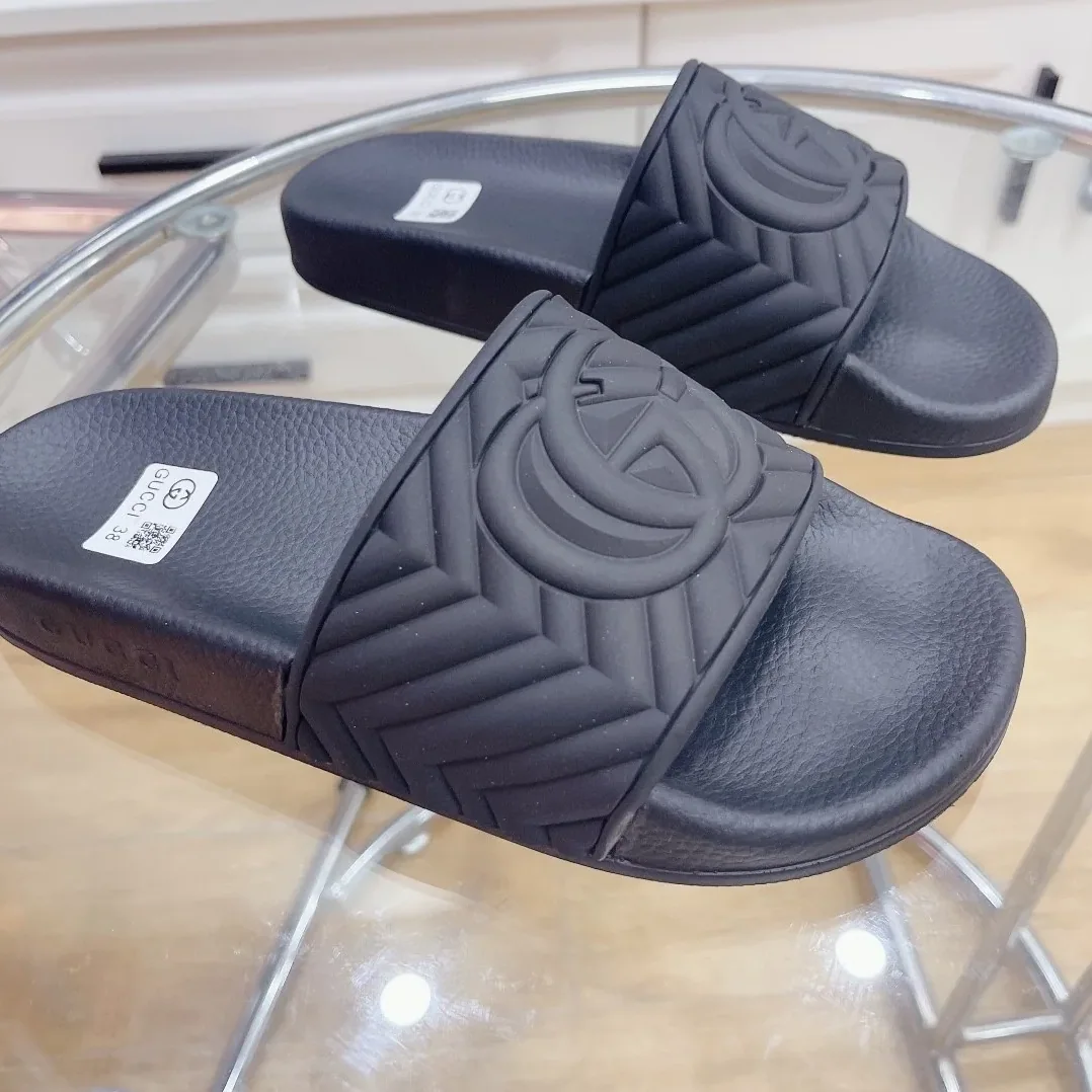 Gucci Quilted GG Rubber Slide Black for Men