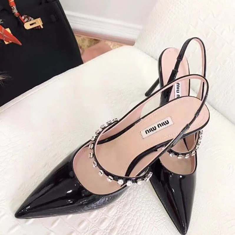 Miu Miu Shoes Patent Leather Slingbacks 85mm Heel for Women in Black