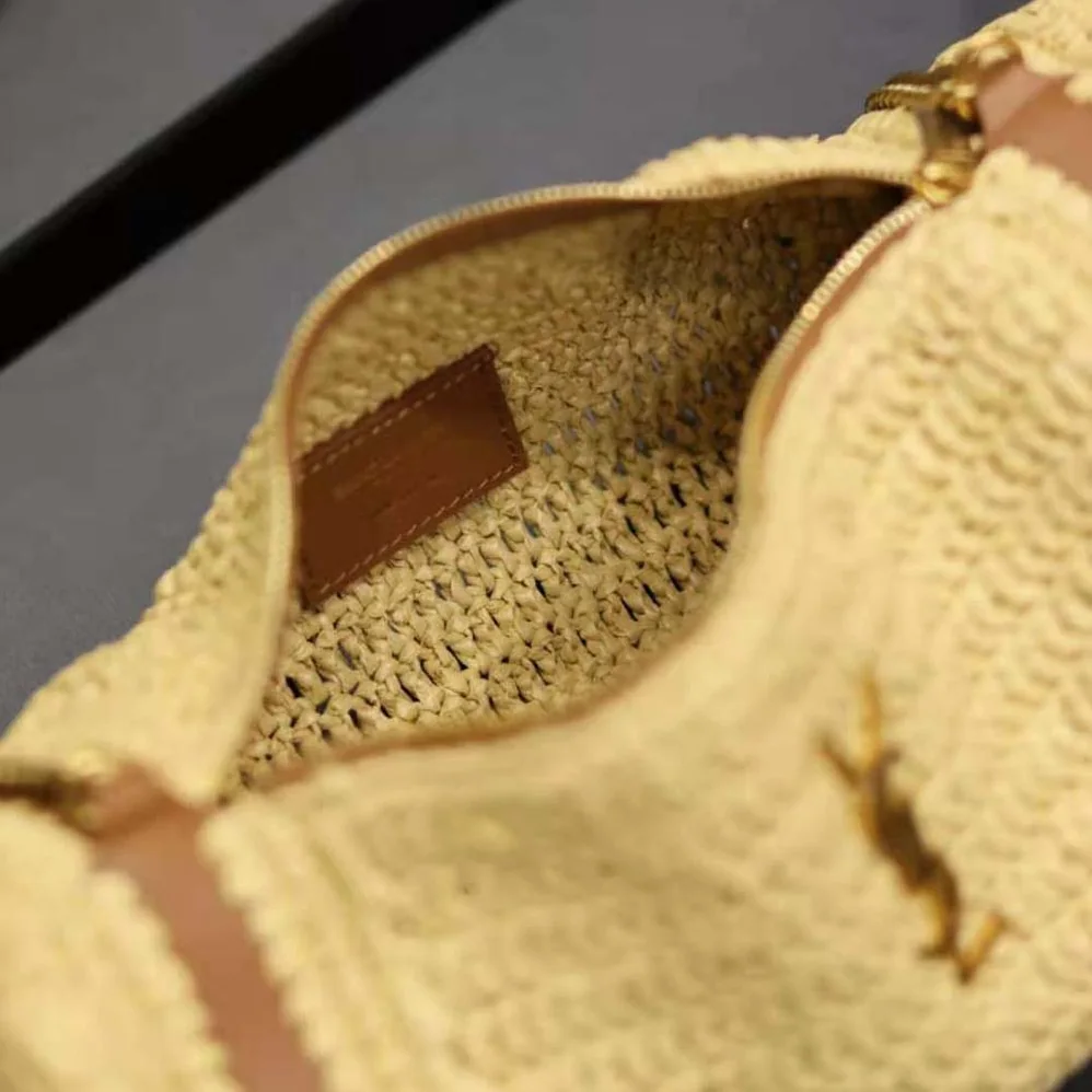 Saint Laurent YSL Cassandre Small Cylindric Bag in Raffia and Vegetable for Women in tanned Leather Saint Laurent YSL Cassandre Small Cylindric Bag in Raffia and Vegetable for Women in tanned Leather
