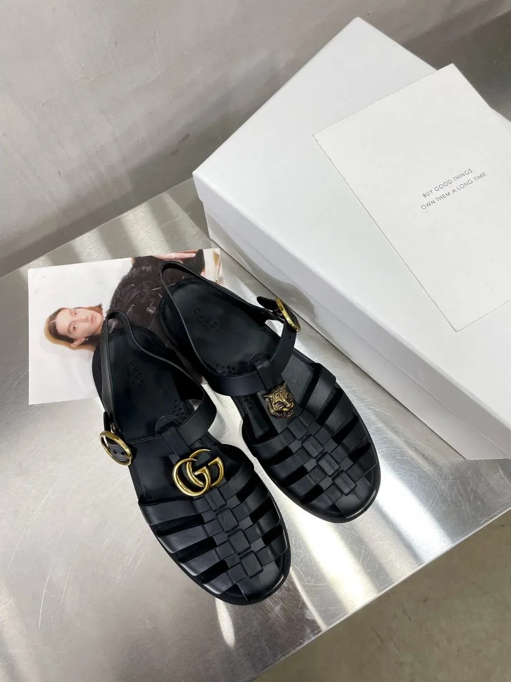 Gucci Rubber Buckle Strap Sandal Black for Women Gucci Rubber Buckle Strap Sandal Black for Women
