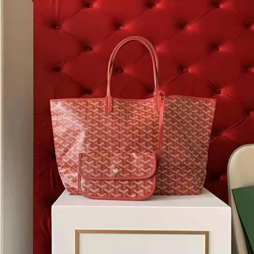 Goyard Saint Louis GM Bag in Goyardine Canvas & Chevroches Calfskin for Women in Red