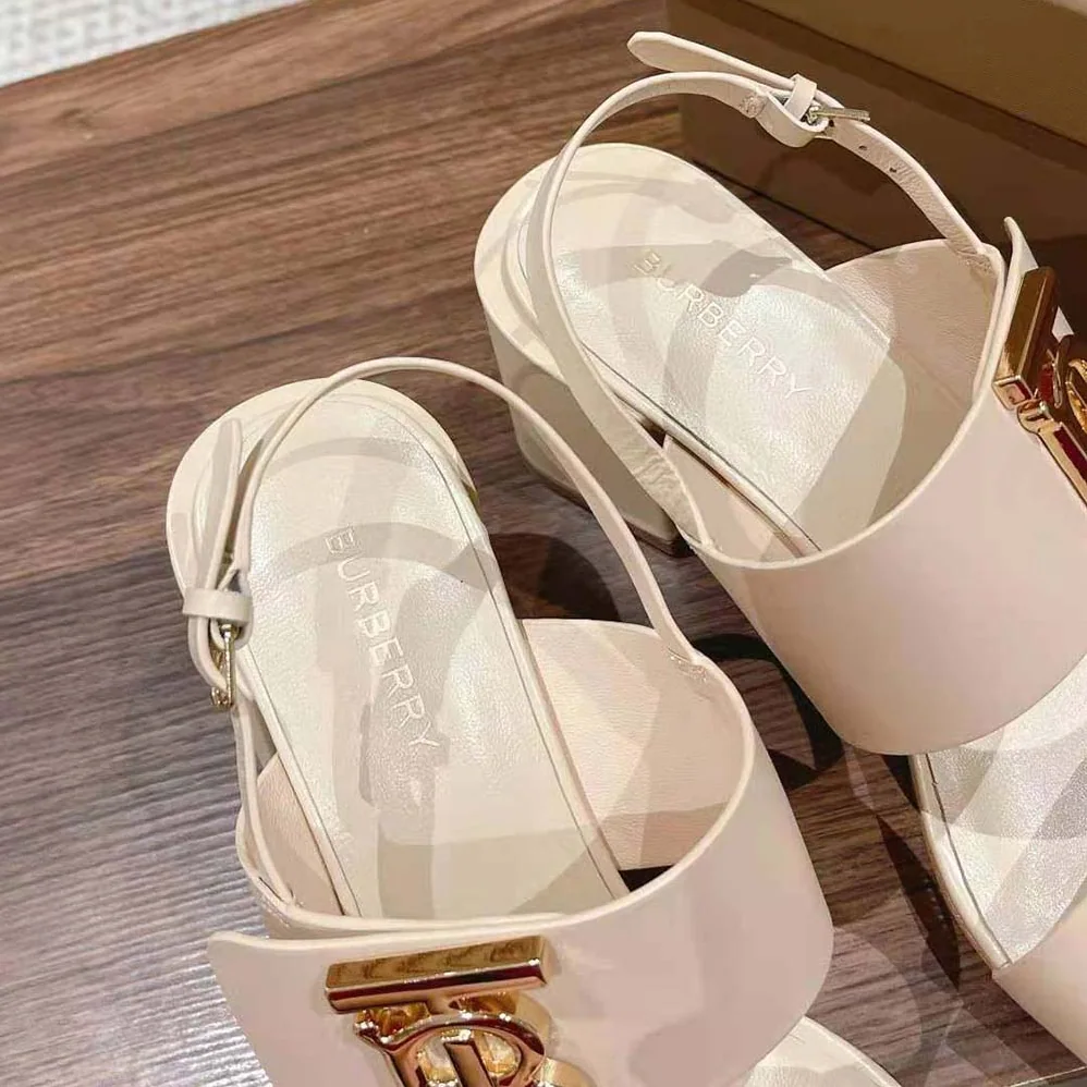Burberry Monogram Motif Leather Sandals for Women in White Burberry Monogram Motif Leather Sandals for Women in White