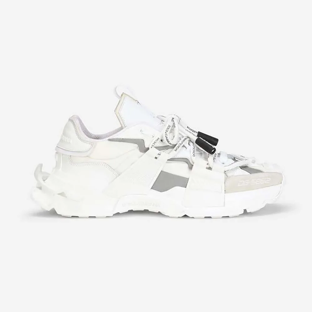 Dolce Gabbana D&G Mixed-Materials Space Sneakers for Unisex in White Dolce Gabbana D&G Mixed-Materials Space Sneakers for Unisex in White