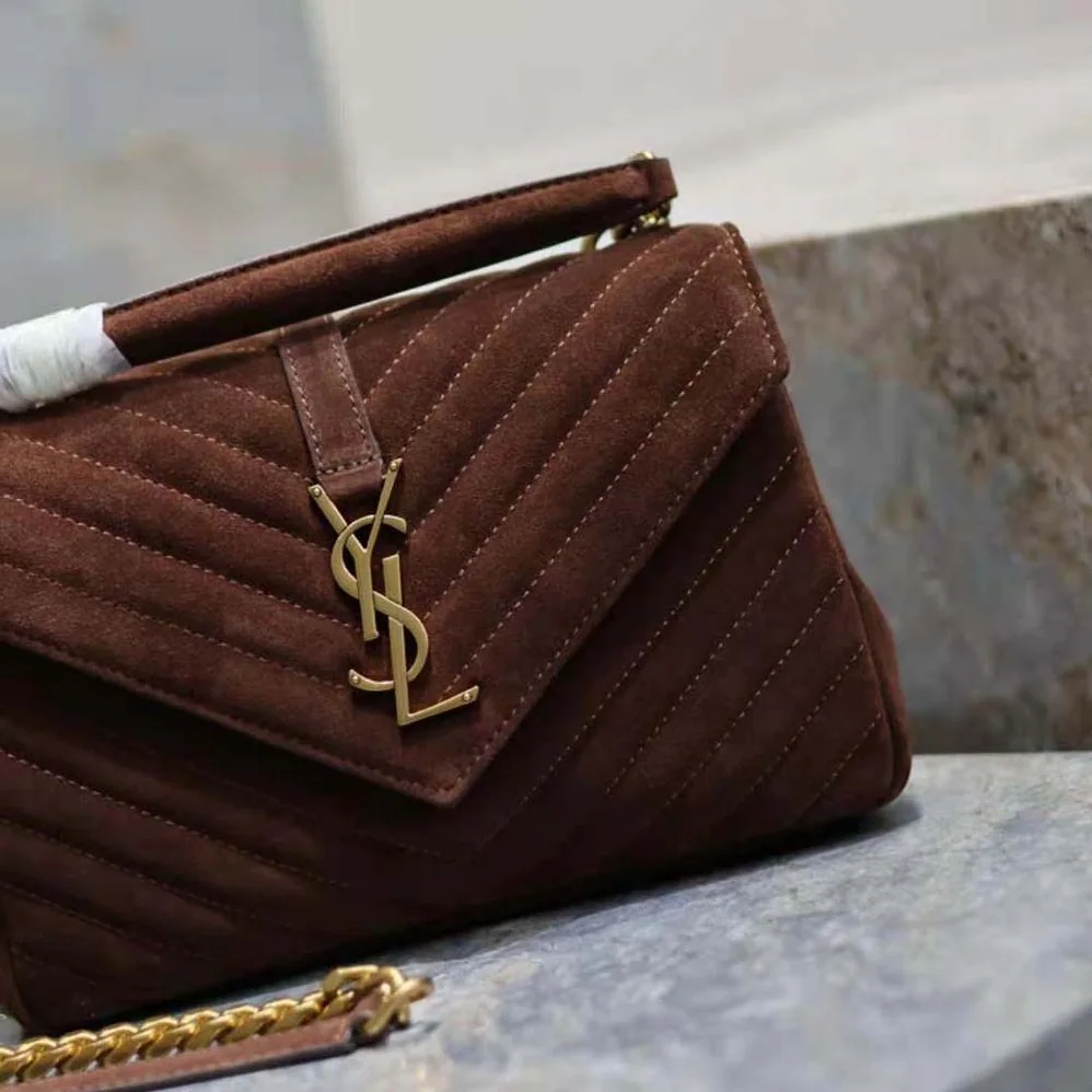 Saint Laurent YSL College Medium in Quilted Suede for Women