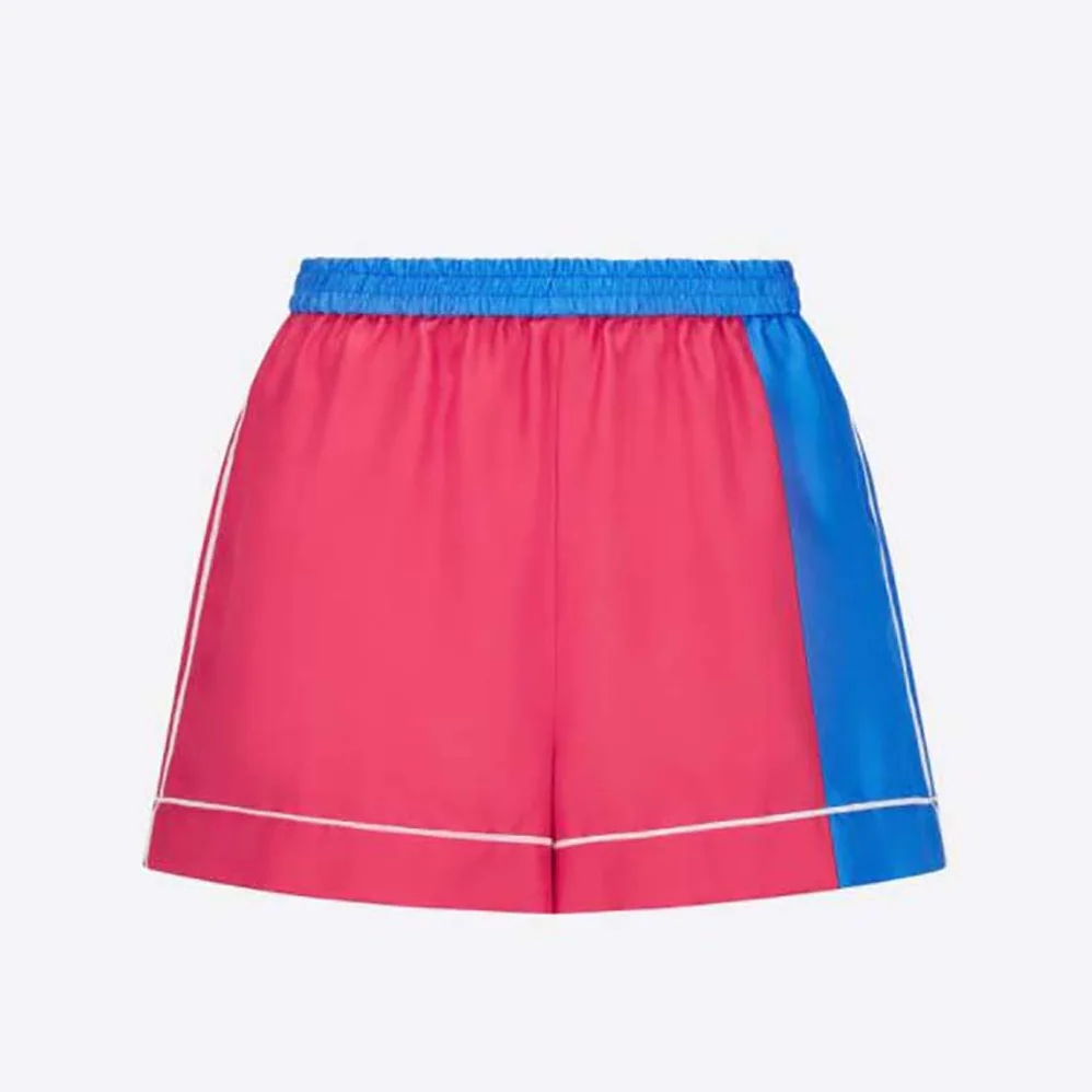 Dior Chez Moi Shorts Bright Pink and Fluorescent Blue Silk Twill for Women