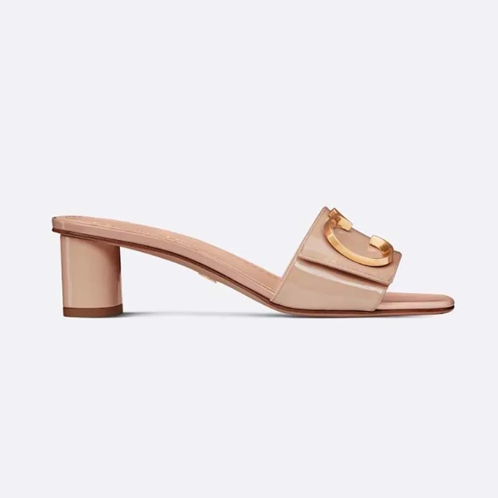 Dior C'est Dior Heeled Slide Nude Patent Calfskin for Women Dior C'est Dior Heeled Slide Nude Patent Calfskin for Women