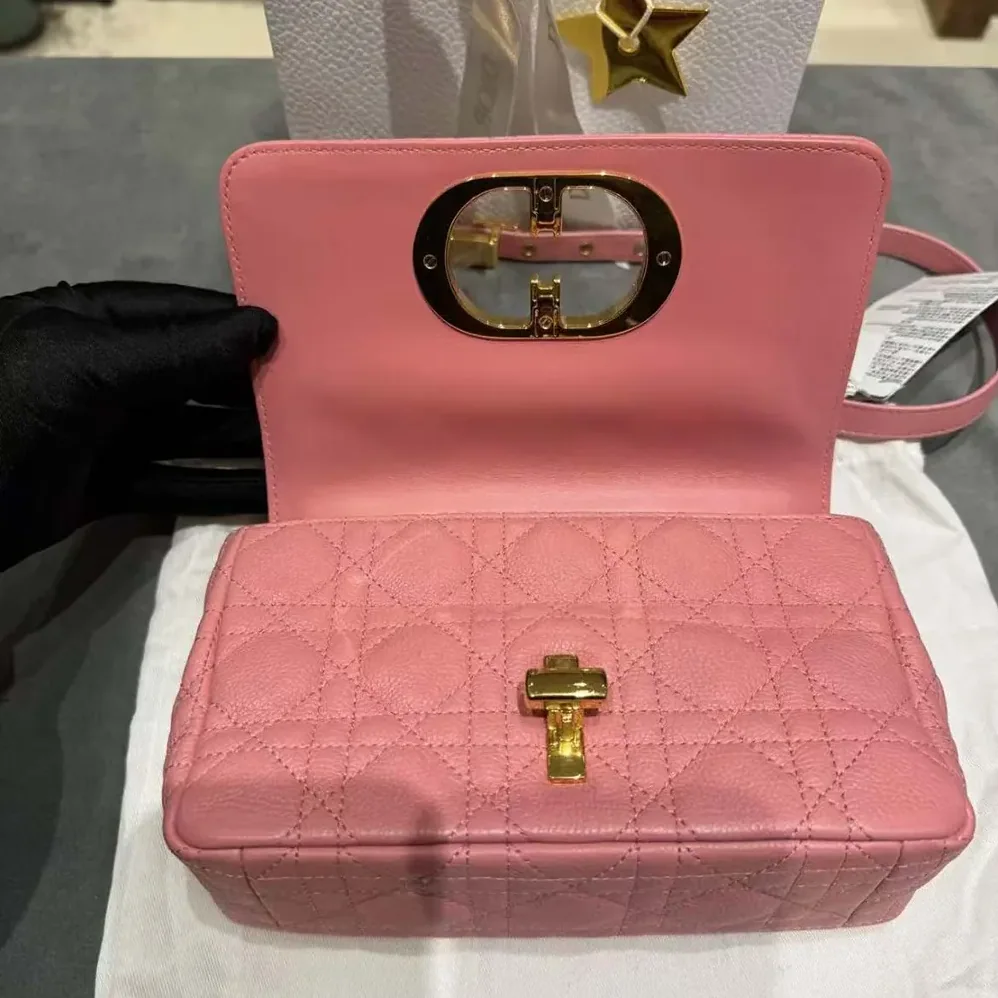 Dior Small Dior Caro Bag Pink Supple Cannage Calfskin for Women Dior Small Dior Caro Bag Pink Supple Cannage Calfskin for Women