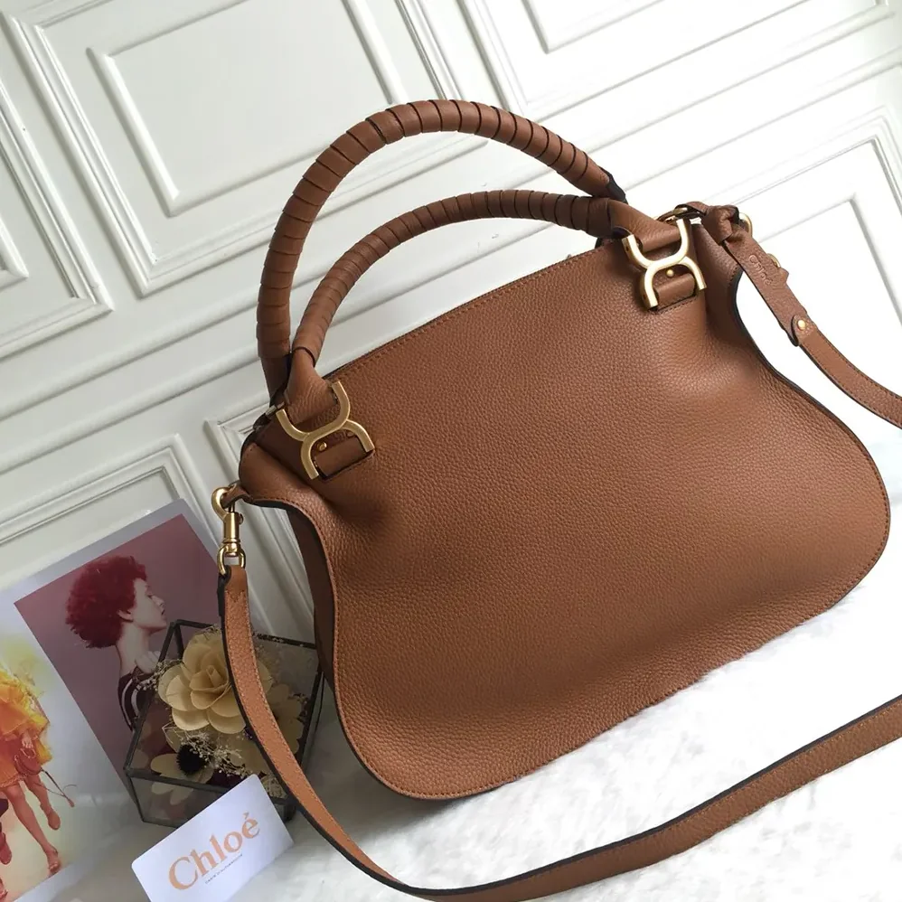 Chloe Marcie Bag in Grained Leather for Women in Tan