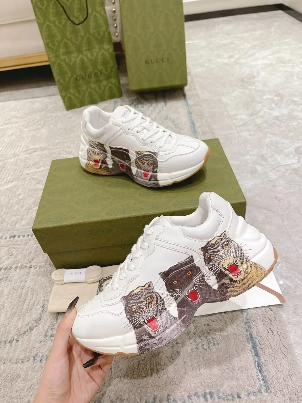 Gucci Rhyton Tiger Sneaker White