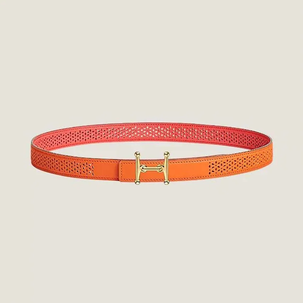 Hermes Mors H Belt Buckle & Reversible Leather Strap 24 mm for Women in Orange
