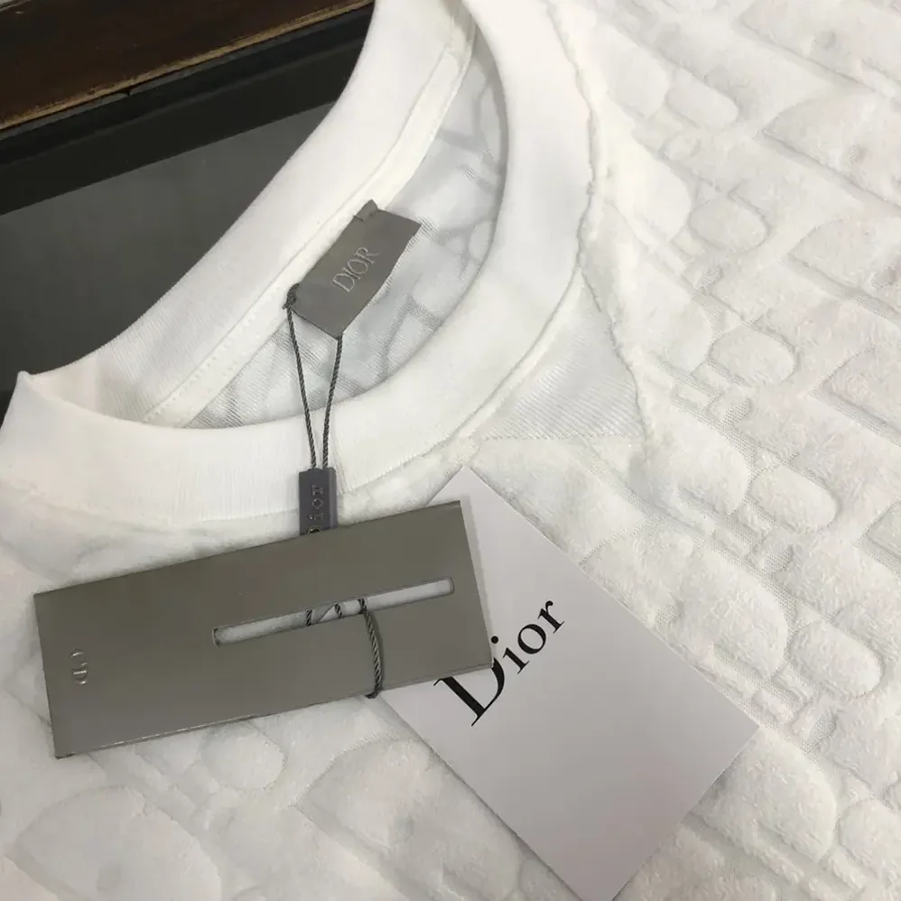 Dior Oblique Relaxed-Fit T-Shirt Off for Men in White Terry Cotton Jacquard Dior Oblique Relaxed-Fit T-Shirt Off for Men in White Terry Cotton Jacquard