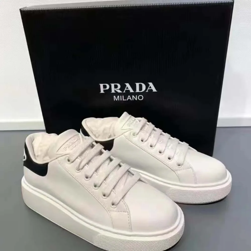 Prada Macro Leather Sneakers for Unisex in White Prada Macro Leather Sneakers for Unisex in White