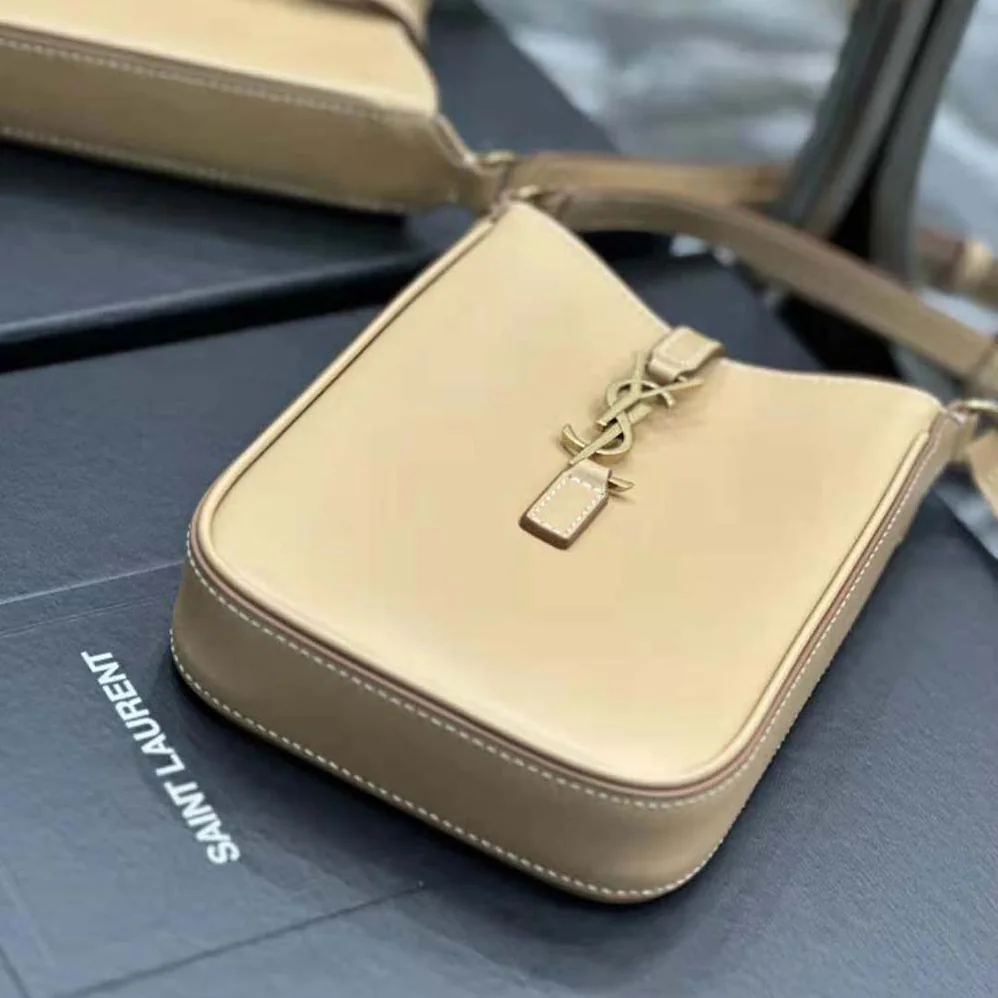 Saint Laurent YSL Le 5 à 7 Mini Vertical in Vegetable-Tanned Leather for Women in Sandy