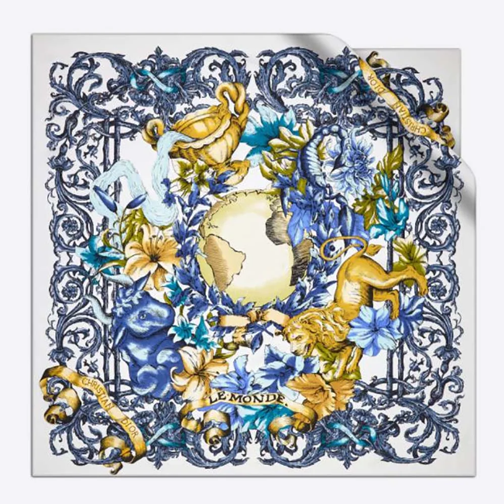 Dior Le Monde Square Scarf Multicolor Silk Twill for Women