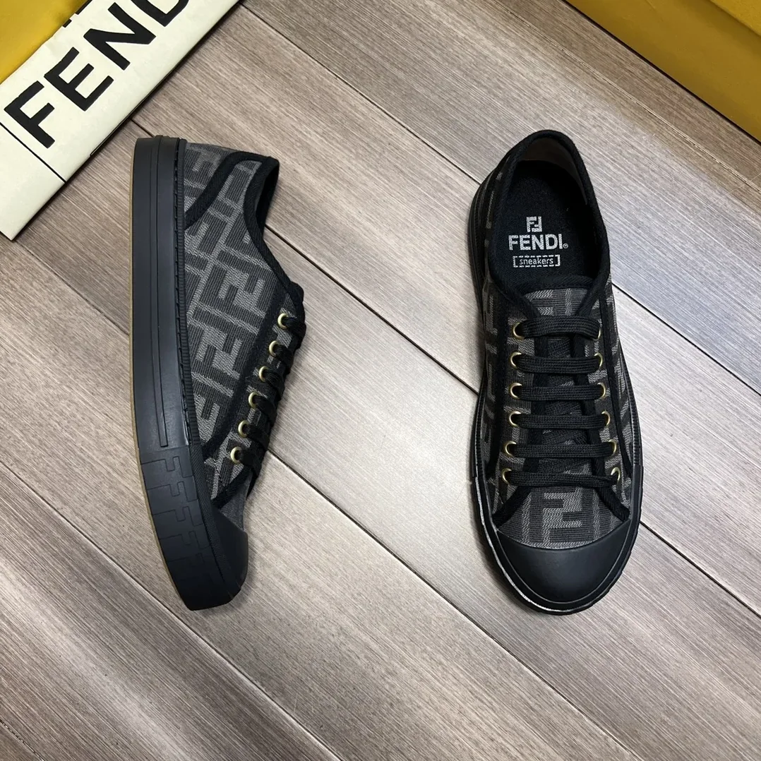 Fendi FD Domino Fabric Low-Tops Sneakers Black 7E1553AJZXF13I8