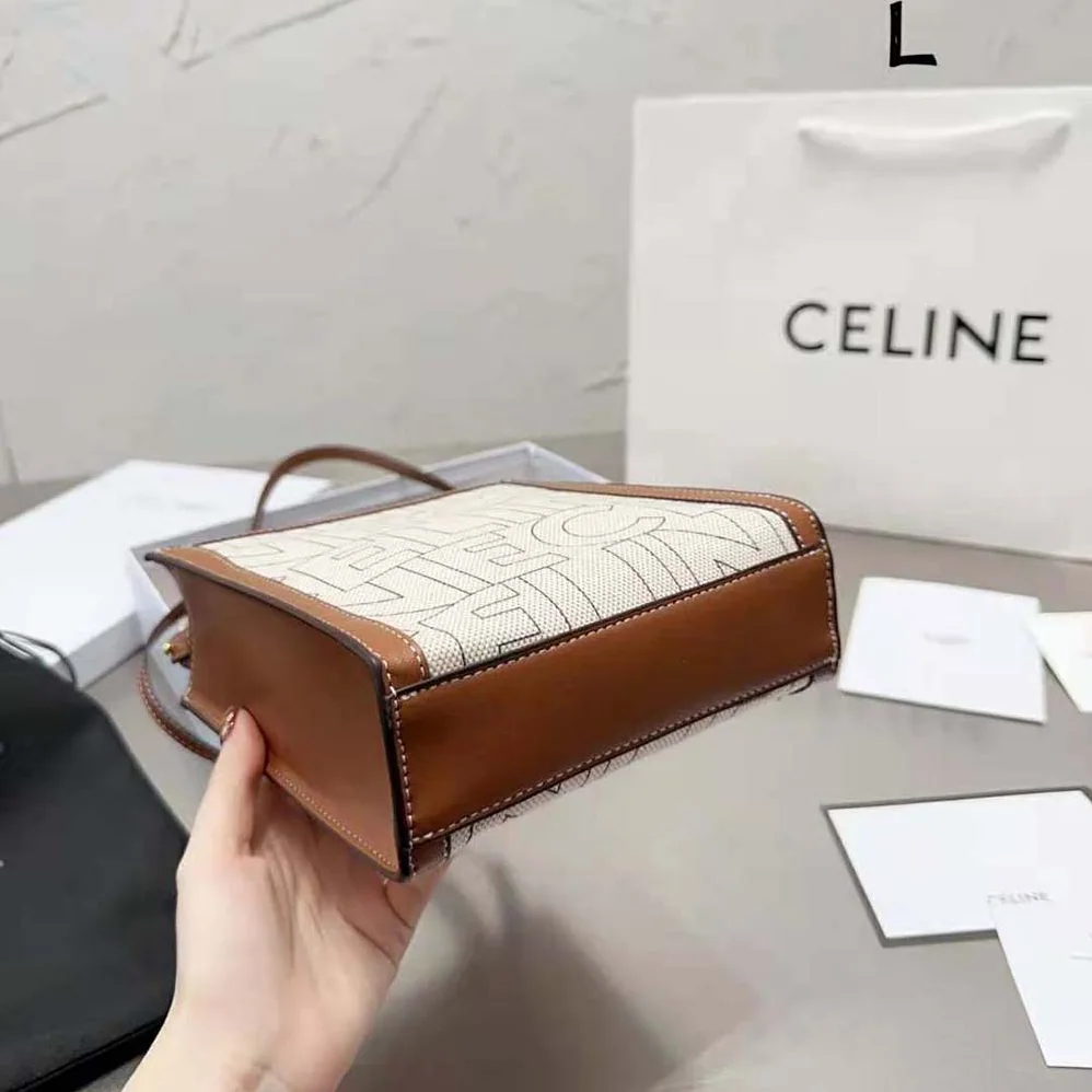 Celine Mini Vertical Cabas Celine in Textile with Celine All for Women in Over Print