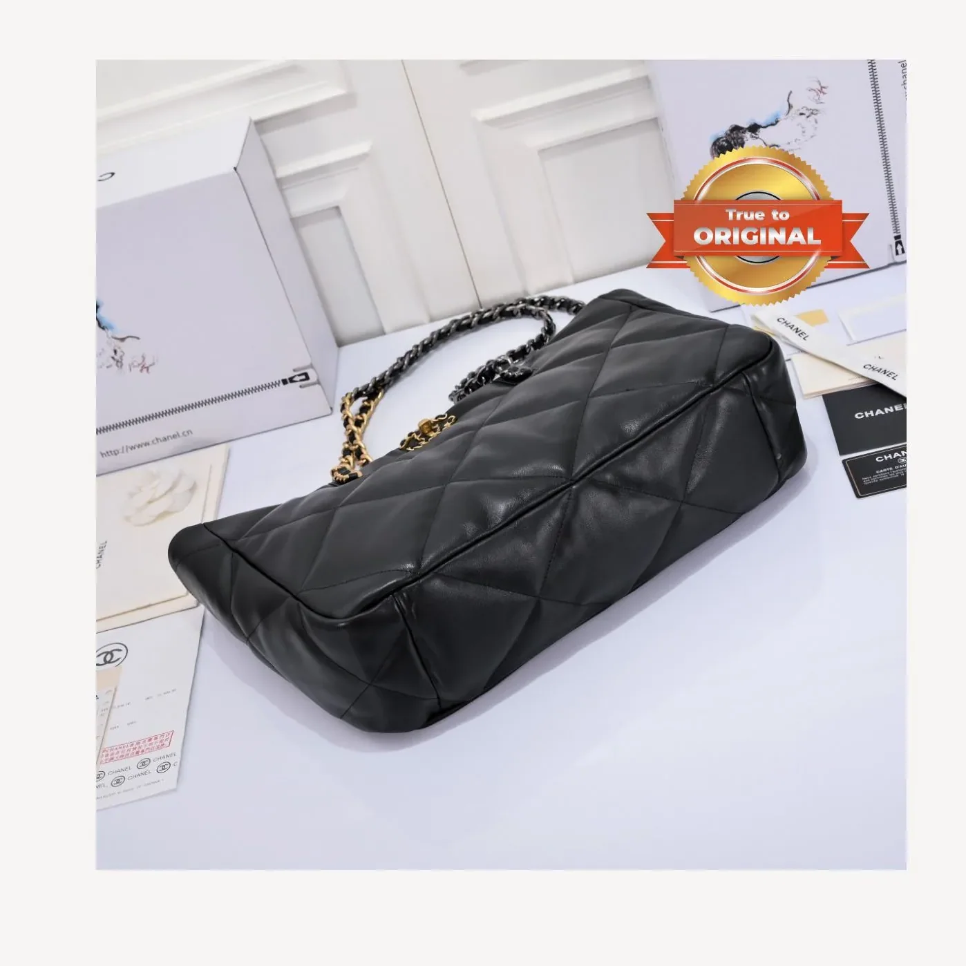 Chanel Shopping Tote Bag in Dark Red Gold Hardware