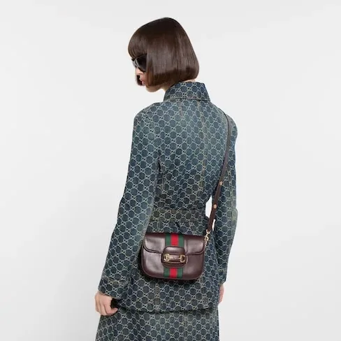 Gucci Horsebit 1955 Small Shoulder Bag in Dark Brown Gold Hardware