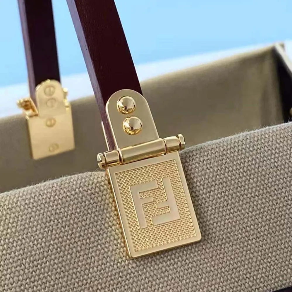 Fendi Fendi Sunshine Medium Beige Canvas Bag for Women