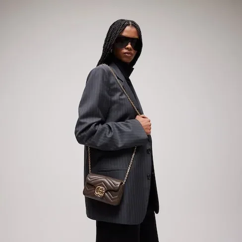 Gucci Marmont Mini Shoulder Bag in Dark Taupe Gold Hardware Gucci Marmont Mini Shoulder Bag in Dark Taupe Gold Hardware