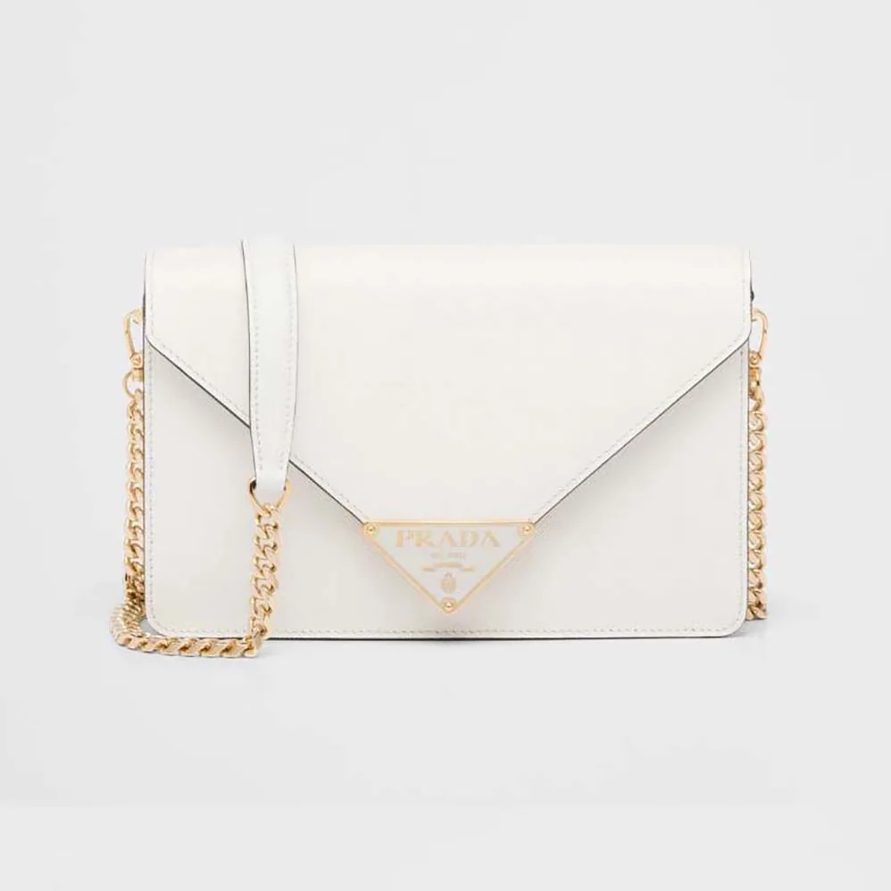 Prada Saffiano Leather Shoulder Bag for Women in White Prada Saffiano Leather Shoulder Bag for Women in White