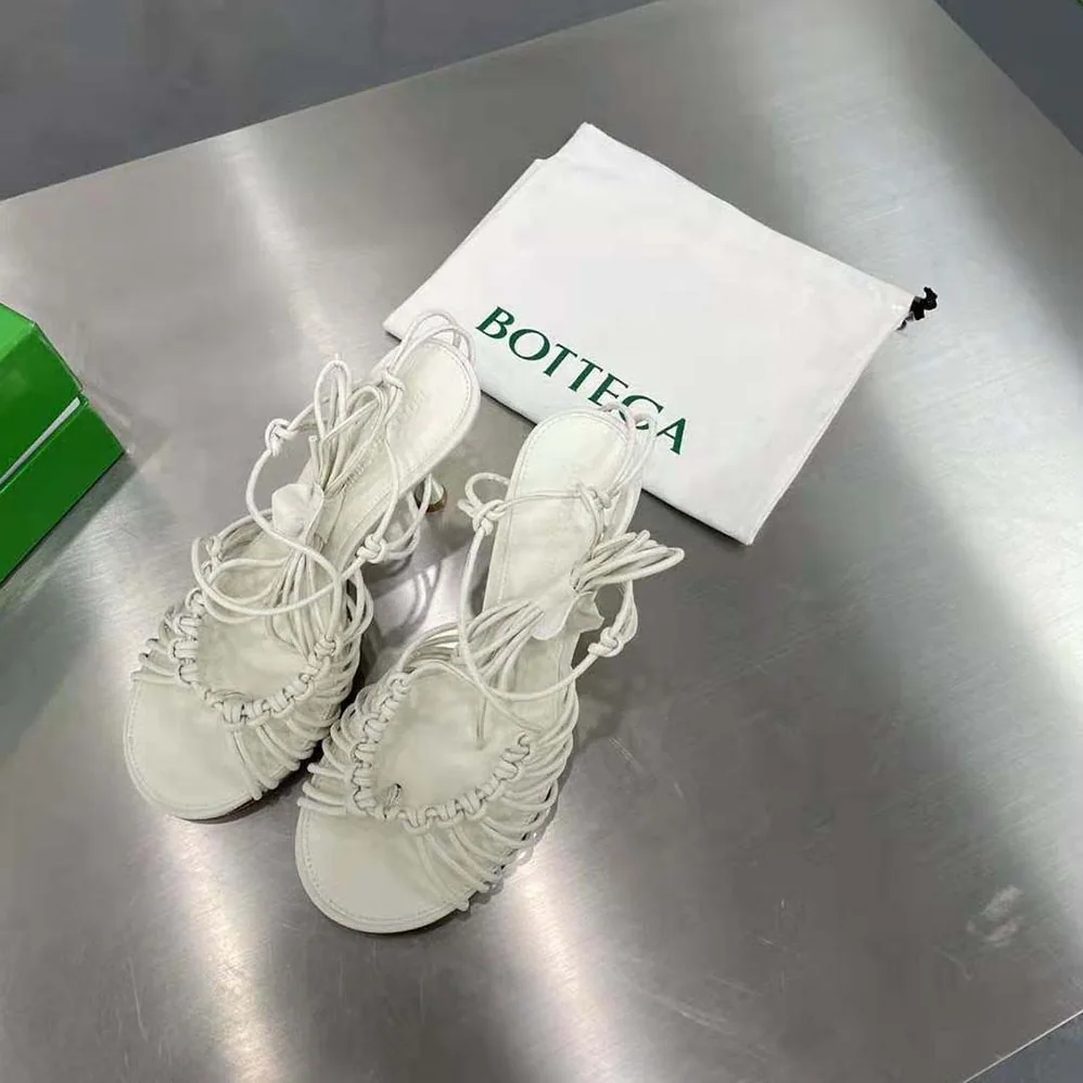 Bottega Veneta Dot Leather Sandals for Women in White