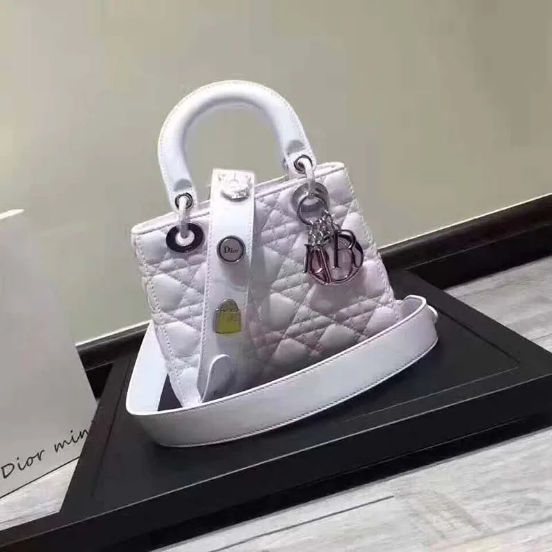 Dior My Lady Dior Bag in Cannage Lambskin in White