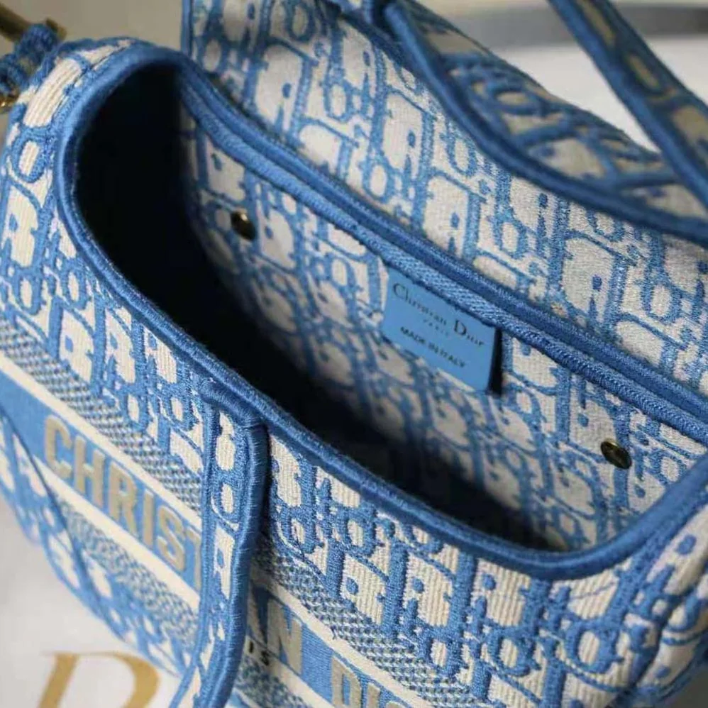 Dior Saddle Bag Cornflower Blue Dior Oblique Embroidery for Women