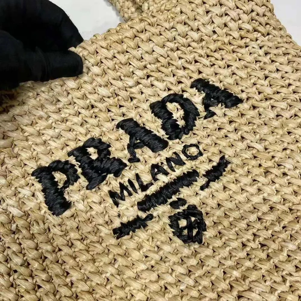Prada Small Raffia Tote Bag for Women in Natural