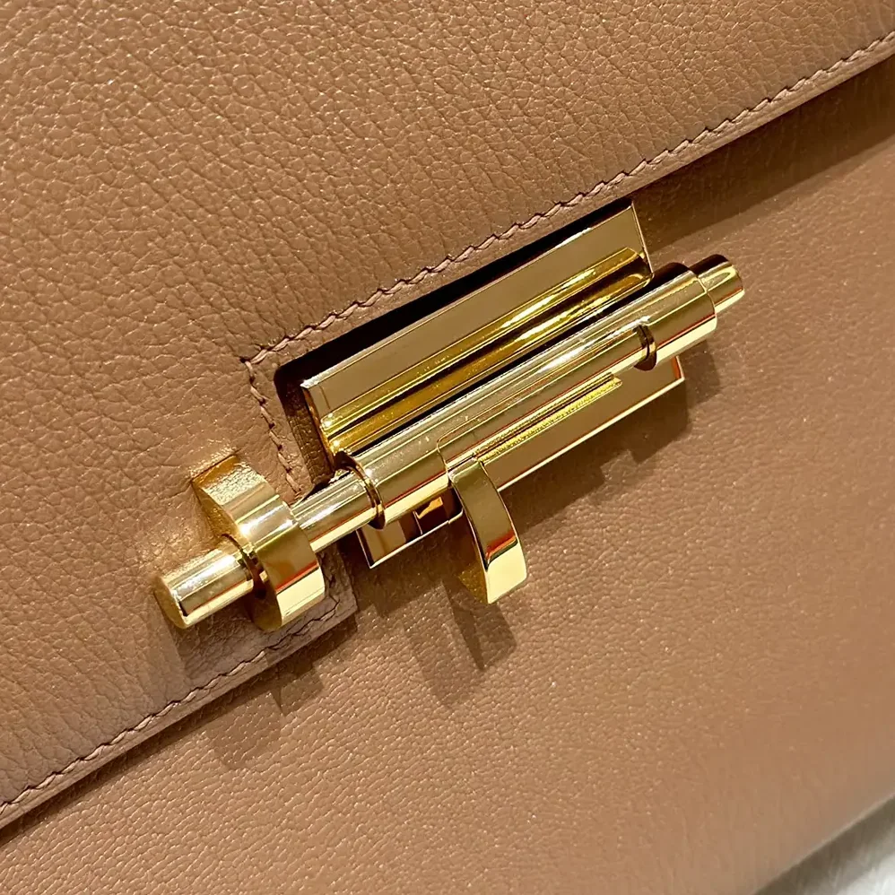 Hermes Verrou 21 Bag in Togo Leather for Women in Brown/Gold Hermes Verrou 21 Bag in Togo Leather for Women in Brown/Gold