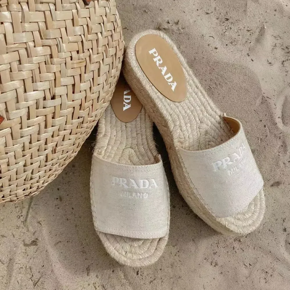 Prada Crochet Espadrilles with Embroidered Logo for Women Prada Crochet Espadrilles with Embroidered Logo for Women
