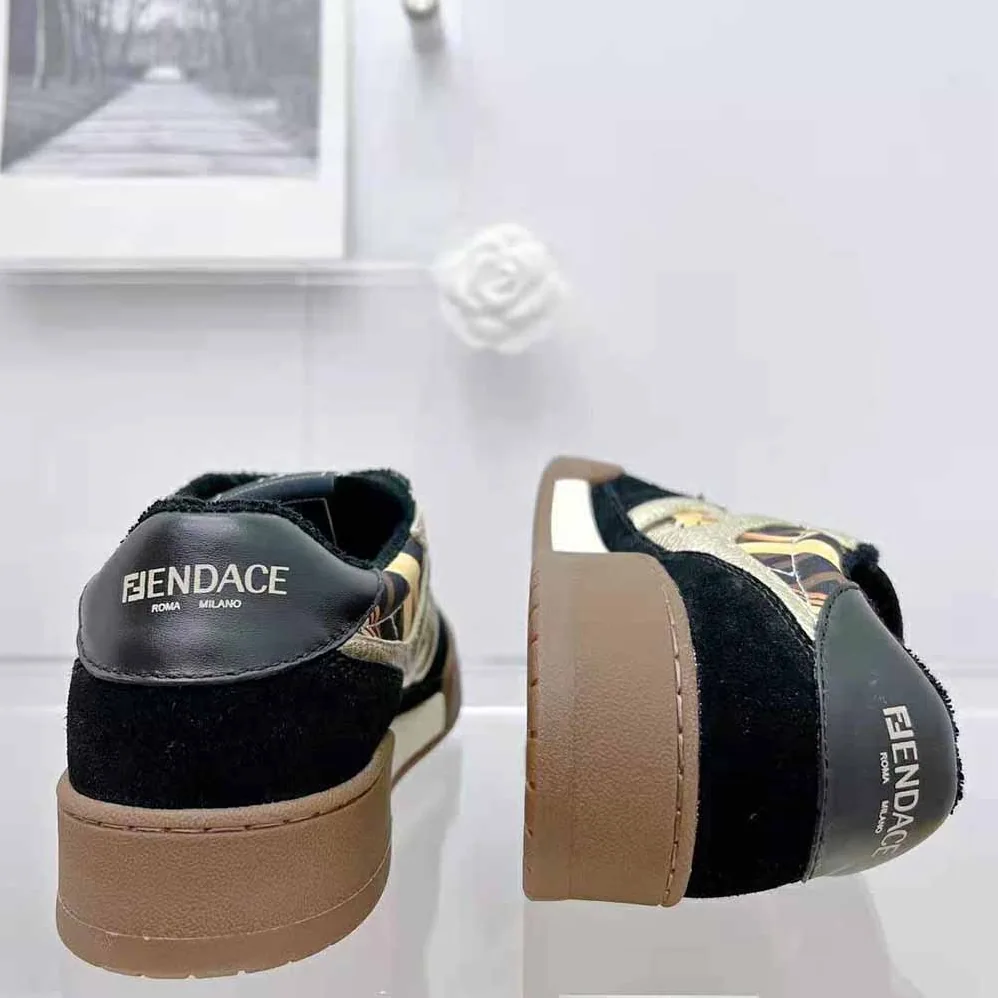 Fendi Match Fendace Black Suede Low for Unisex in Tops