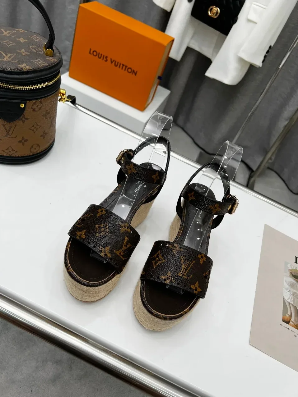 Louis Vuitton Starboard Wedge Sandal Black And Brown for Women