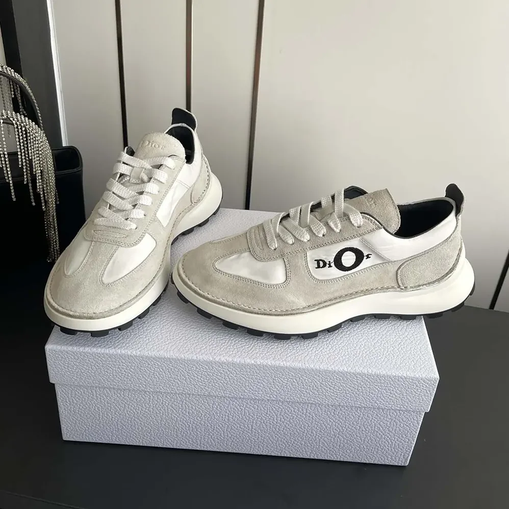 Dior Squash Sneaker Dior Gray Suede Calfskin and White Technical Fabric for Unisex