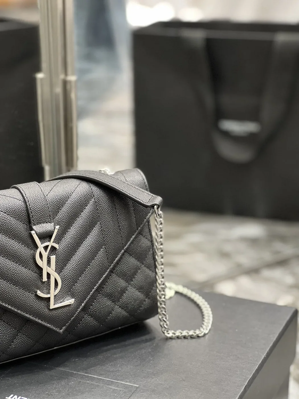 Saint Laurent Small Bag Black In Mix Matelasse in YSL
