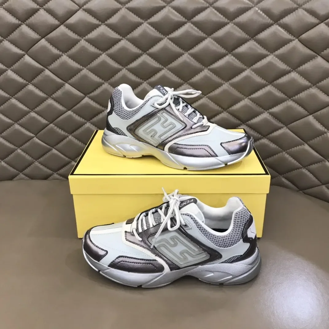 FD Fendi Faster Trainers Sneakers Grey FD Fendi Faster Trainers Sneakers Grey