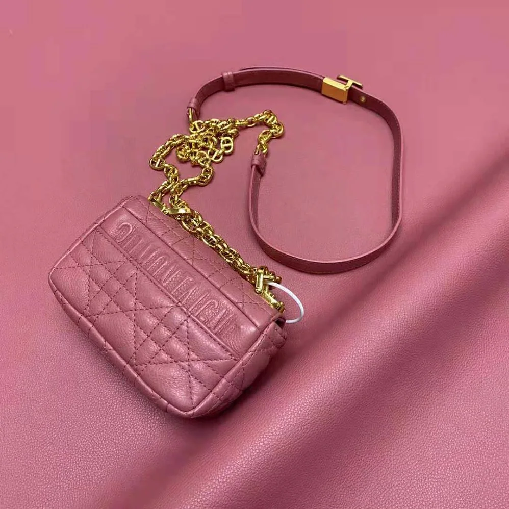 Dior Micro Dior Caro Bag Yarrow Pink Supple Cannage Calfskin for Women