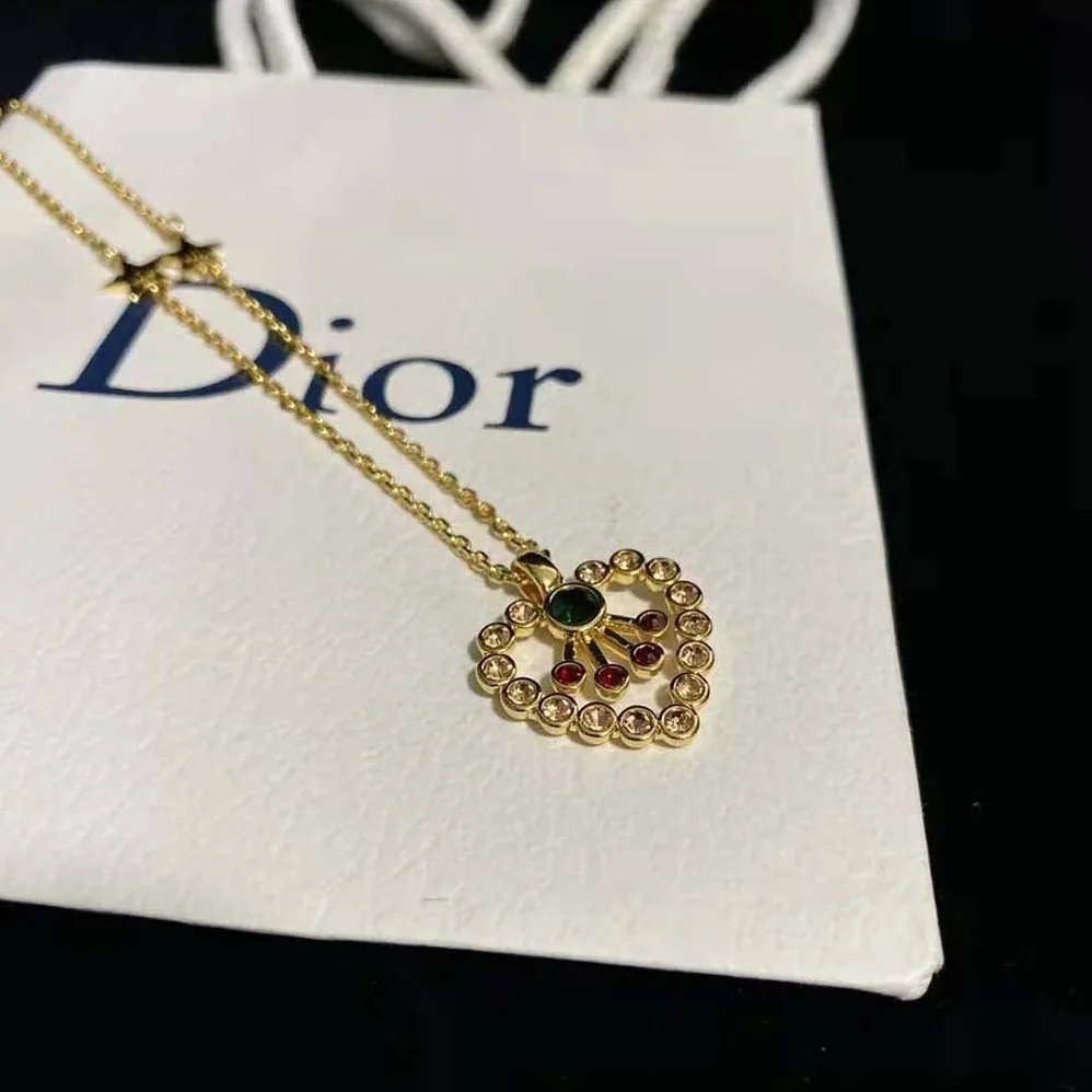 Dior in Heart Lights Necklace Gold-Finish Metal and Multicolor Crystals for Women