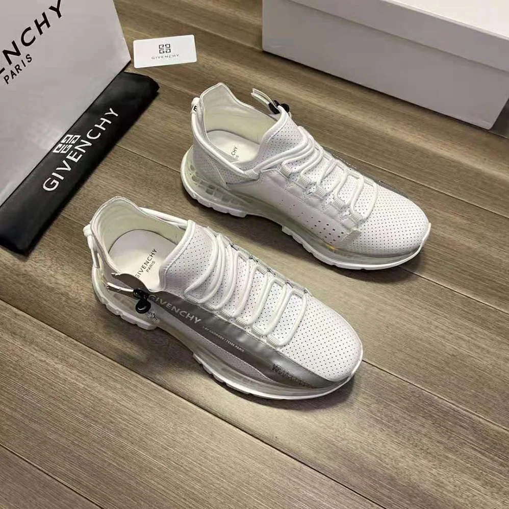 Givenchy Spectre Low Runners Sneakers in Perforated Leather with Zip for Unisex in White