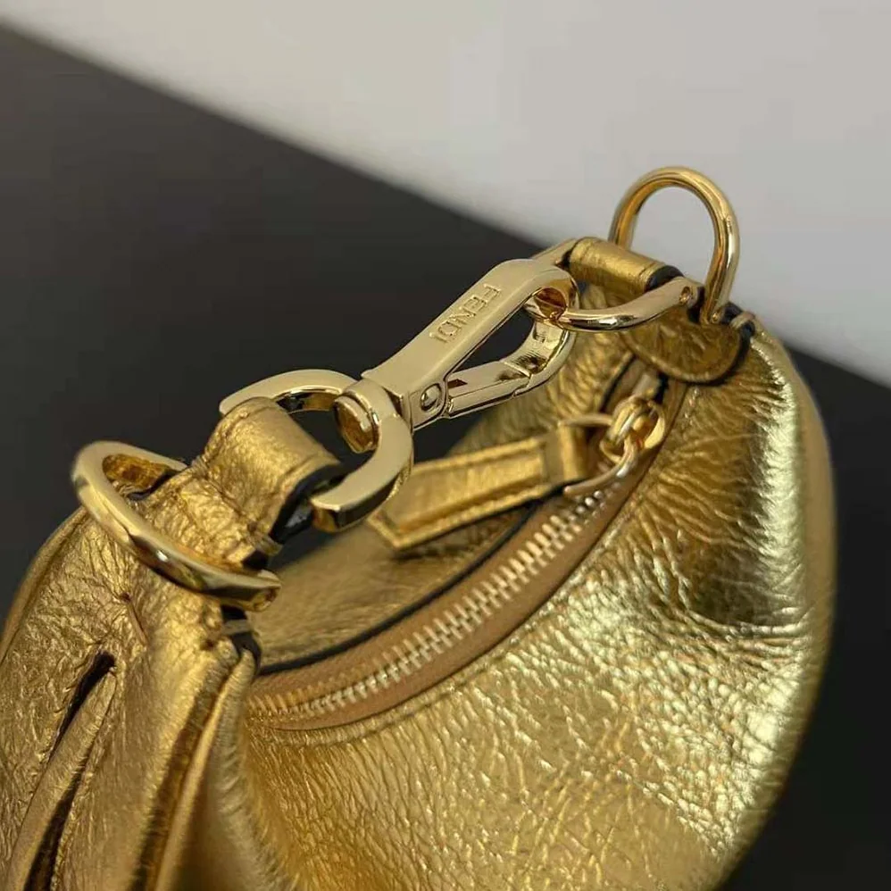 Fendi Nano Fendigraphy Gold Leather Charm for Women Fendi Nano Fendigraphy Gold Leather Charm for Women