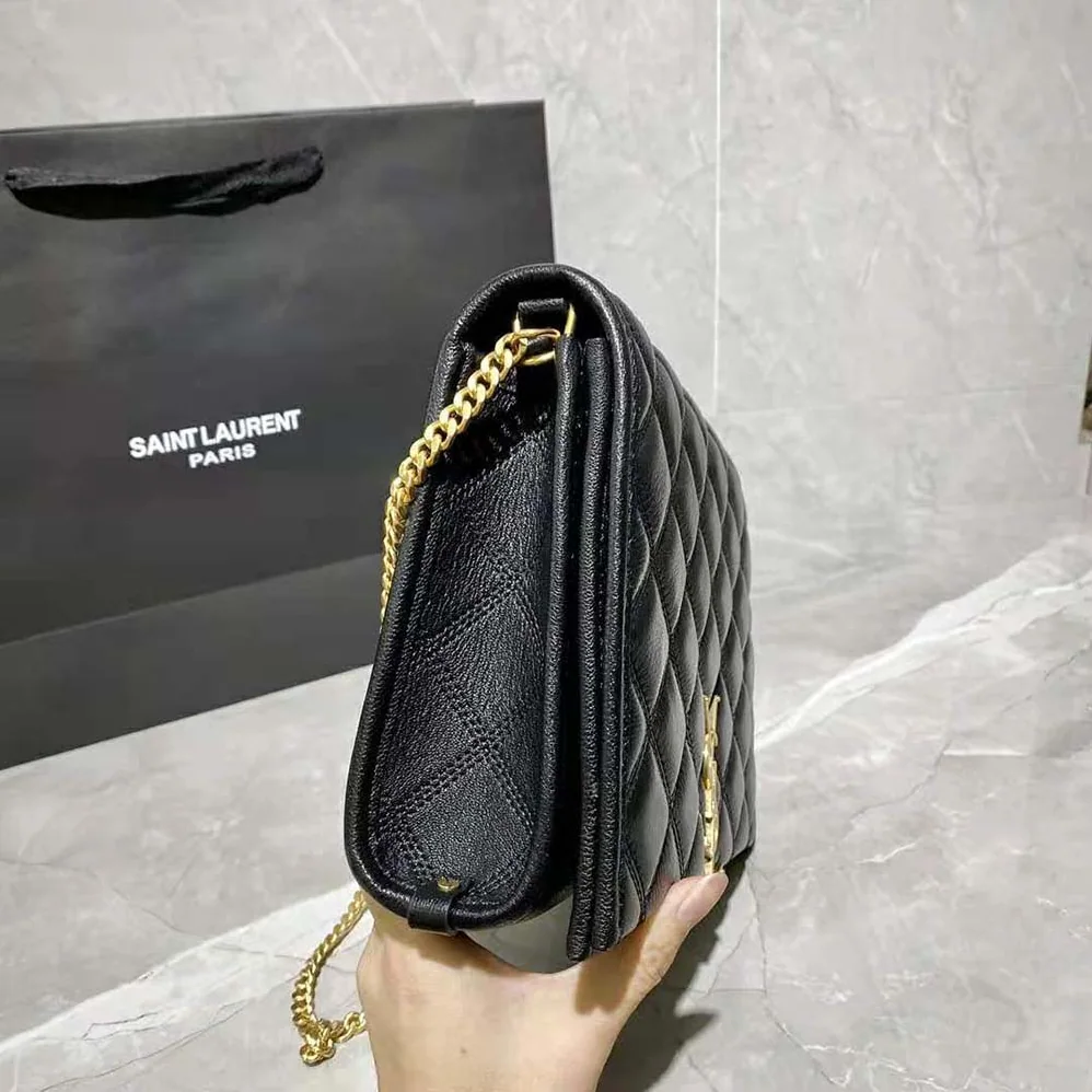 Saint Laurent YSL Becky Mini Chain Bag in Carre for Women in Quilted Lambskine