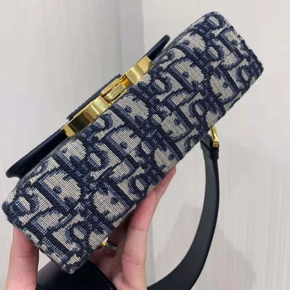 Dior 30 Montaigne Box Bag Blue Dior Oblique Jacquard for Women