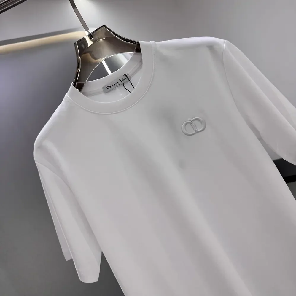 Dior CD Icon T-Shirt Regular Fit White Cotton Jersey for Men